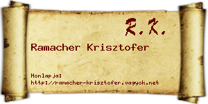 Ramacher Krisztofer névjegykártya